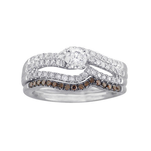 7/8 CT. TW. WHITE AND COCOA DIAMOND® WEDDING SET IN 14K WHITE GOLD - Isabella Prada & Co., Inc. - 1